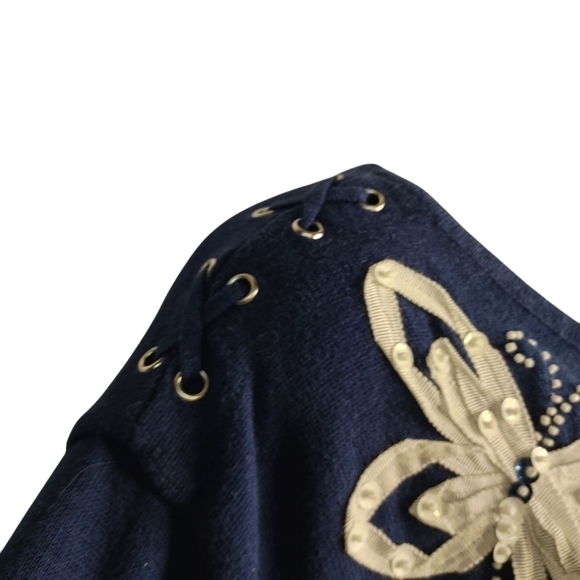 Alfred Dunner Women's Navy Striped Butterfly Floral Sweater Plus Size 3X - Picture 7 of 9